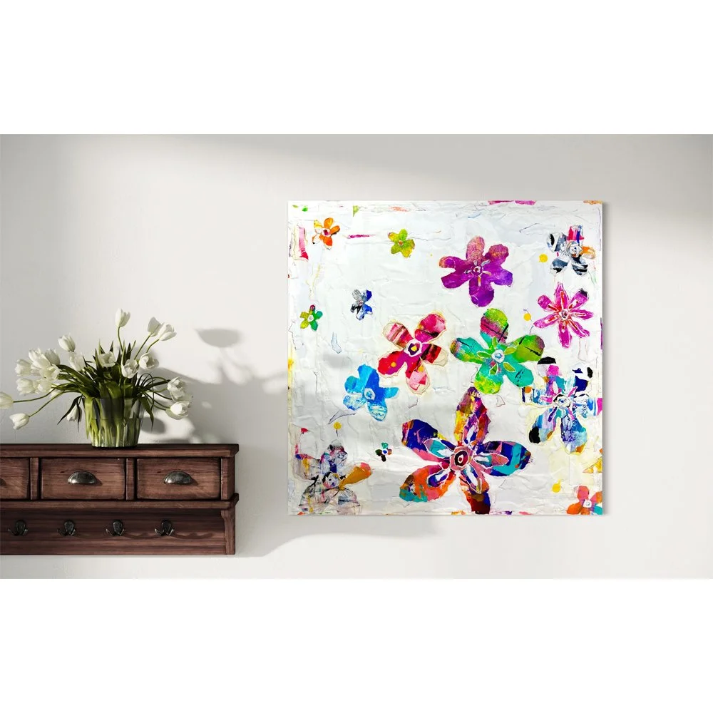 Flower Power Original Floral Mixed Media Collage Art — Kathleen